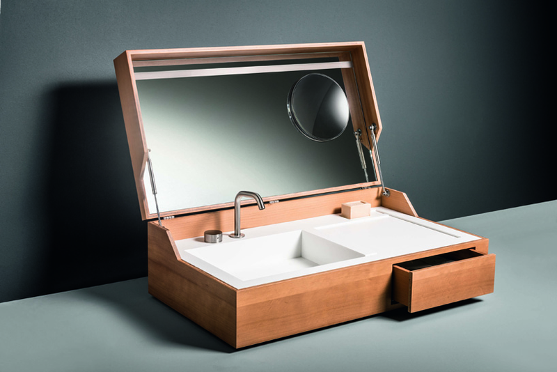 Illustration for article titled This Sink-In-A-Box Tucks Away To Keep Your Bathroom Tidy